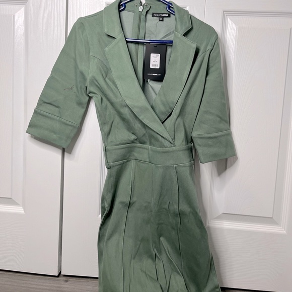 FASHION NOVA olive wide leg pant jumpsuit - Picture 3 of 5